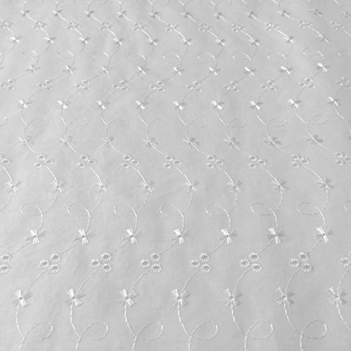 Stoff mit Lochstickerei 3 Loch, Polyester und Baumwolle, Meterware, 150 cm breit, weiß