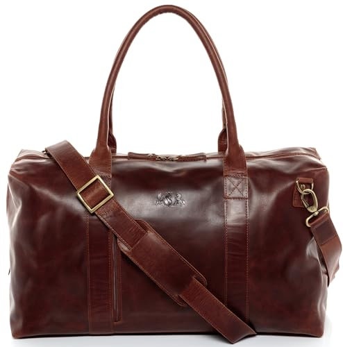 SID & VAIN große XL Reisetasche echt Leder - Sporttasche groß Yale Zip - Weekender Handgepäck mit Schultergurt - Ledertasche Herren und Damen braun handgefertigt