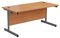 Office Hippo Heavy Duty Rectangular Cantilever Office Desk, Home Office Desk, Office Table + Integrated Cable Ports, PC Desk For Office or Home, 5 Yr Wty - Silver Frame/Beech Top, 120cm x 80cm