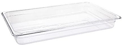 Vogue U224 Polycarbonate 1/1 Gastronorm Container, 8.5 L Capacity, 530 mm L x 325 mm W x 65 mm H, Clear