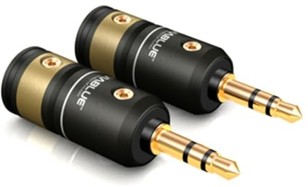VIABLUE T6s Klinkenstecker 3,5 mm Stereo * Audiostecker * 24 Karat echtvergoldet * Vollmetallgehäuse * high-end Steckverbindungen * 2 Stück