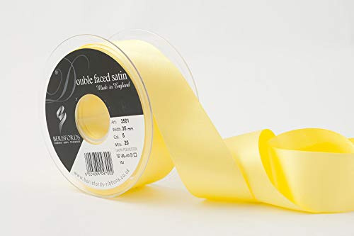 Berisfords Double Satin Ribbon, Lemon, 35 mm