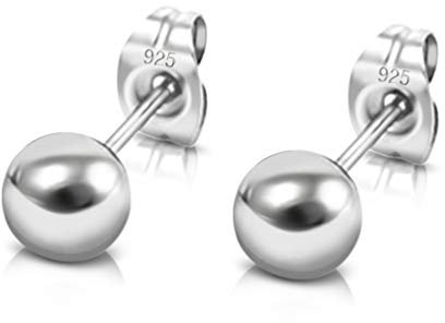 DTPsilver® Clous/Puces d'Oreilles en Argent Fin 925 - Forme de Boules - Mini/Petites/Moyennes/Grandes - 8 mm