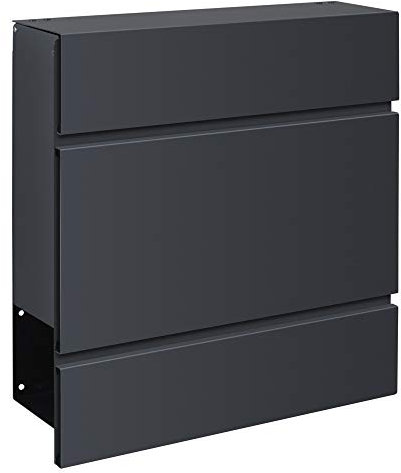 Frabox Design Briefkasten LENS in edlem anthrazitgrau RAL 7016 - mit Zeitungsfach