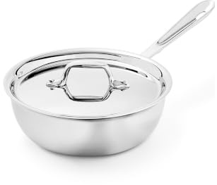 All-Clad 4212 Stainless Steel Sauteuse | Mit Deckel | 20,3 cm | Französiche Pfanne | Alle Herdarten, auch Induktion | Mehrere Schichten | Gleichmäßige Wärmeverteilung | Edelstahl