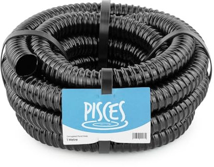 Pisces Flexible Pond Hose Pipe | 20mm (0.75 inch) Order by The Metre | Corrugated Black Tubing for Filter Pumps and UVC System