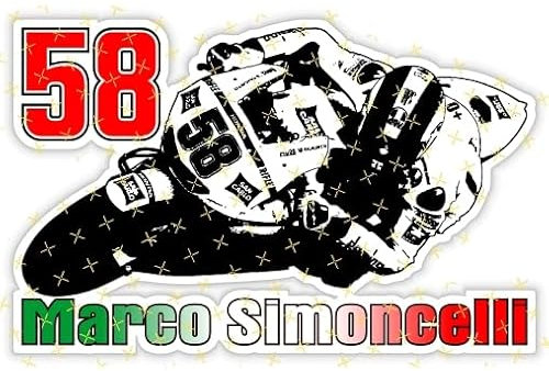 Adesivo vinilico per moto da corsa MARCO SIMONCELLI 58 (155 mm)
