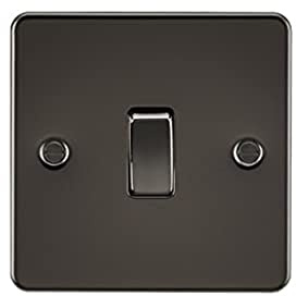 Knightsbridge FP8341GM Plat FPAV8341GM Flat Plate 20A 1G Dp Switch-Gunmetal, 230 V, Gun Metal