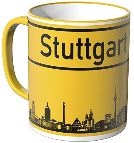 WANDKINGS® Tasse, Skyline Stuttgart - GELB