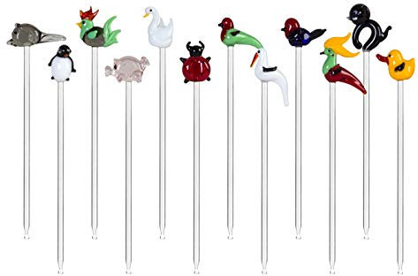 Bowlespießer Fruchtspieße Cocktailspieße Tiere 12 Stück Glas Lauscha