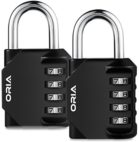 ORIA Kombinations Zahlenschloss, 2 Pack 4-Stellige Anti Rost Wetterfeste Vorhängeschloss, Sicherheit Kombinationsschloss für Schule Gym Locker, Schränke, Tool Box