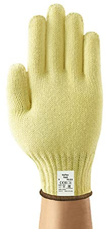 Ansell HyFlex 70-215 Arbeitshandschuhe, Mechanikschutz, Schnittschutz, Industrie und Mechaniker Handschuhe, Montagehandschuh, Damen Herren, Gelb, Größe L (12 Paar)