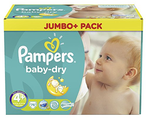 Pampers Baby Dry Größe 4 + Maxi Plus 9- – 20 kg Jumbo + Pack 76 Windeln