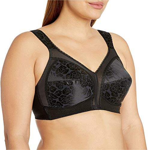 PLAYTEX Womens 18 Hour Comfort-strap Wireless Bra, Full-coverage With 4-way Trusupport, Single & 2-pack Bras, Black, 44DDD US