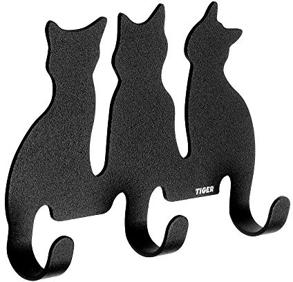 Tiger Haken Aufkleber, Metall, Schwarz, 2.2 x 12.5 x 9 cm