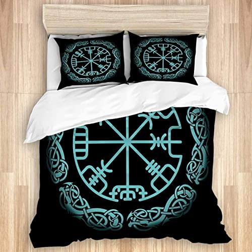 RFFLUX 3D Wikinger Bettwäsche Set 135x200 cm 2teilig mit Reißverschluss Weiche und Angenehme Schlafkomfort Microfaser Bettbezug Wikinger Kinderbettwäsche mit Kissenbezug 80x80 cm