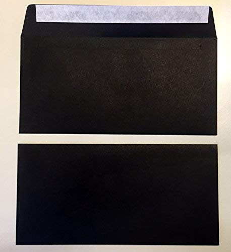 umschlag-discount - 100 Kuverts, Schwarz, DIN lang = 220 x 110 mm, Haftklebestreifen, extra schweres Papier