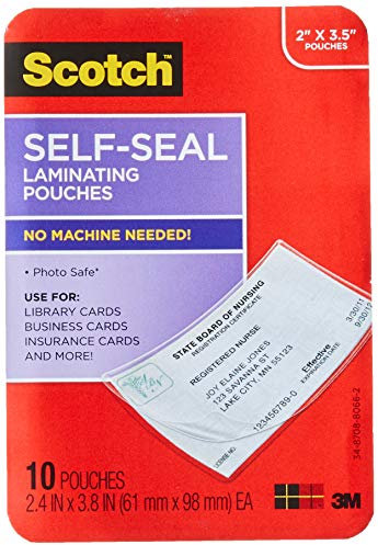Scotch Selbstklebende Laminierfolien, Visitenkartengröße 6,1 x 9,7 cm, ideal für Geschenkanhänger, 10 Stück