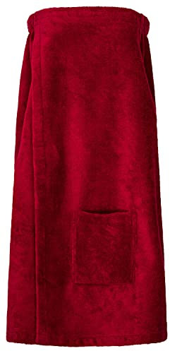 Floringo Luxus Saunakilt/Sauna-Kilt Twin-Star Damen mit Klettverschluss und aufgesetzter Tasche - Bordeaux