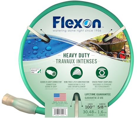 Flexon FXG58100 Gartenschlauch, 5/8 Zoll x 30 m, robust, 5-lagig