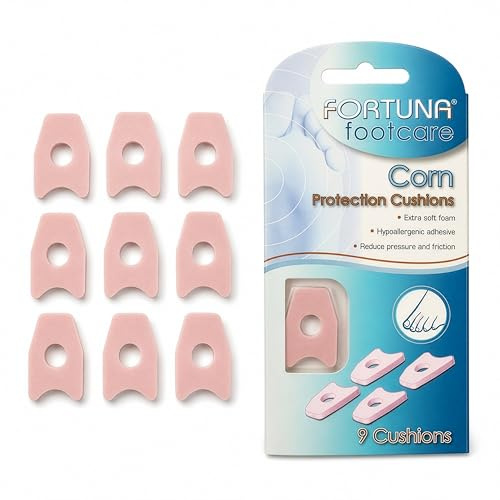 Fortuna Footcare Corn Protection Cushions, 9 Ultra Soft Foam Self Adhesive Pads for Sore Corns, Shoe Pressure, Rubbing and Friction Relief