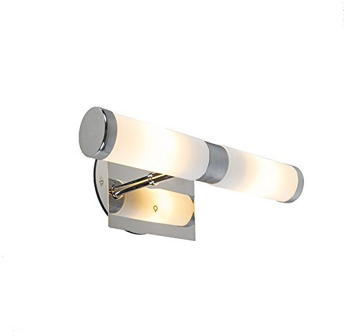 Qazqa - Moderne Chrom Bad I Badezimmer Wandleuchte 2-flammig IP44 - Bath - Stahl Länglich - LED geeignet G9
