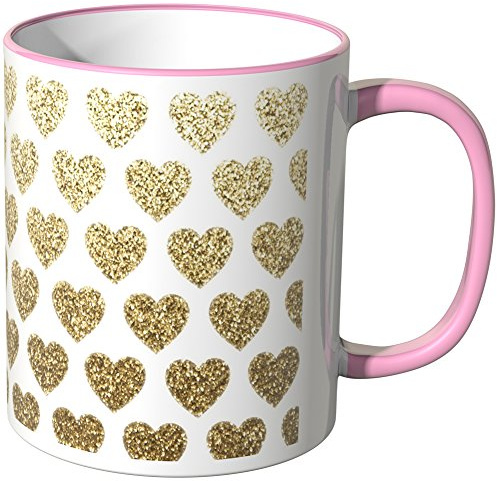 WANDKINGS Tasse, Motiv „Goldene Herzchen - ROSA