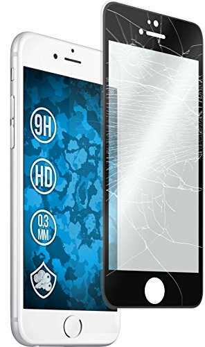 PhoneNatic 1er-Pack Glas-Folie klar Full-Screen mit Silikonrahmen schwarz kompatibel mit Apple iPhone 6s / 6 - Schutzglas für iPhone 6s / 6