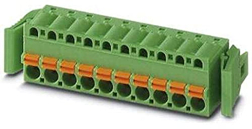 PHOENIX CONTACT FKC 2.5/6-ST-RF Leiterplattensteckverbinder, 12A, 320V, 6 Anzahl der Potenziale, 6 Polzahl Pro Reihe, 5mm Rastermaß, 6 Anzahl der Anschlüsse, Grün, 50 Stück