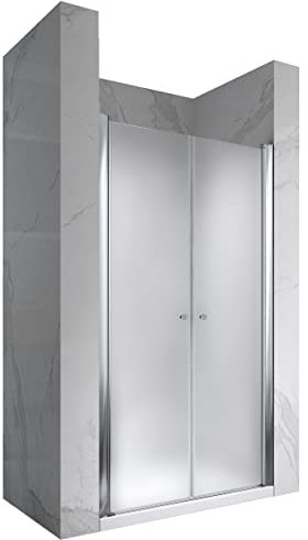 i-flair Duschtür Lima mit Pendeltüren, 125x195 cm Verstellbereich von 124-128 cm Höhe: 195 cm Nischentür Duschabtrennung aus satiniertem 6mm Nano ESG Sicherheitsglas - DTF 195