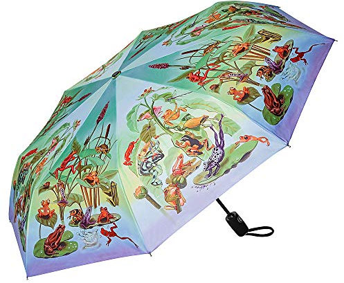 VON LILIENFELD Regenschirm Taschenschirm Frosch Familie Windfest Auf-Zu-Automatik Tier Kompakt Leicht Stabil
