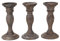 3er Set Kerzenständer T361, Kerzenhalter, Shabby-Look Vintage Höhe 24cm - braun