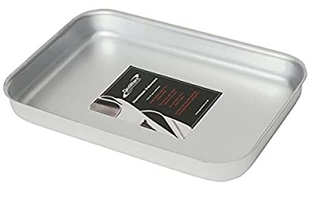 Genware 52-165 Aluminium Bakewell Pan, 420mm Length, 305mm Width, 40mm Height