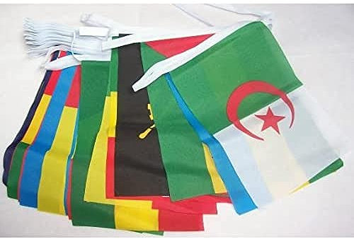 AZ FLAG Guirnalda 16 Metros 54 Banderas Los 54 Paises Africa 21x15 cm - Bandera Las Naciones Africanas 15 x 21 Cm - Banderines