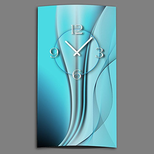 dixtime Abstrakt Petrol hochkant Designer Wanduhr modernes Wanduhren Design leise kein Ticken 3D-0020