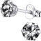 EYS JEWELRY Damen Ohrstecker 925 Sterling Silber – 5 mm runde Zirkonia Kristalle in Diamantgrau – Klassische Silber Ohrringe für Frauen