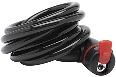 Burg Wächter 1360 180 10mm Spiral Cable Bike Lock, Black, Red, 180 cm