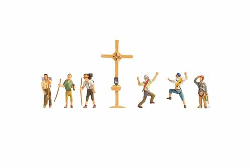 NOCH® Bergwanderer mit Gipfelkreuz, realistisches Modellbau-Set, aus Kunststoff für Spur N, ideal für Dioramen und Landschaftsbau