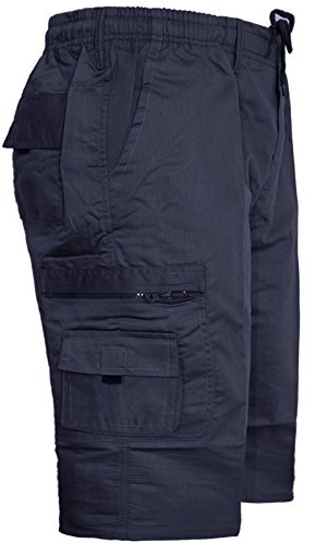 MENS CARGO COMBAT PLAIN SHORTS SUMMER COTTON BEACH SHORTS POCKETS LONG SZ 30-44[Navy,XXL]