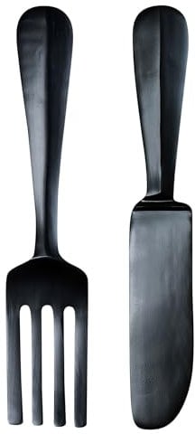 Dekobesteck aus Aluminium schwarz - Deko Gabel und Messer - Wanddekoration Dekoration Küchendekoration Alubesteck