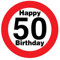 Cherioll Riesen-Schild '50' mit Saugnapf - Kunststoff, Feierlich und Funktional, Rot, Fensterhalterung, Happy 50 Birthday, Werbeartikel, Richtungsweisend, Schild, Riesenschild