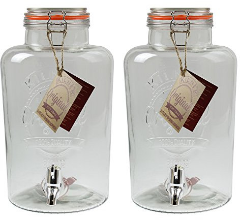 Kilner 2Pc 8 Litre Party Beverages Drinks Clip Top Glass Dispenser Jar Container