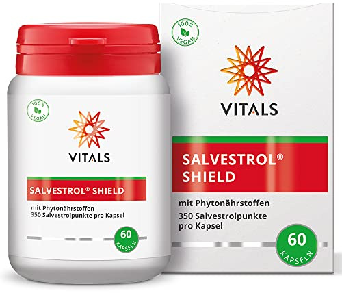 Vitals Salvestrol Shield - 60 Kapseln mit 350 Salvestrolpunkten. Phytonährstoffkomplex mit Trauben, Heidelbeeren, Brombeeren und Orangen.