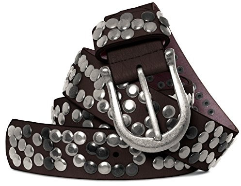 Caspar GU223 Damen Vintage Nietengürtel, Gürtelgröße:95, Farbe:dunkelbraun