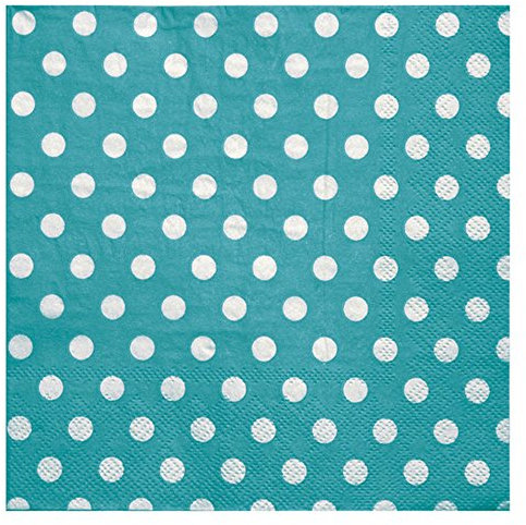 Servietten Dots, türkis mit weissen Punkten, dreilagig, 33 x 33 cm, 20 Stück