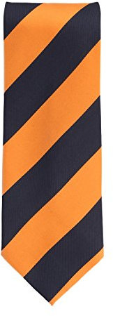 Silk Ties Krawatte Klassisch Seide Orange (Orange Blau Gestreift)