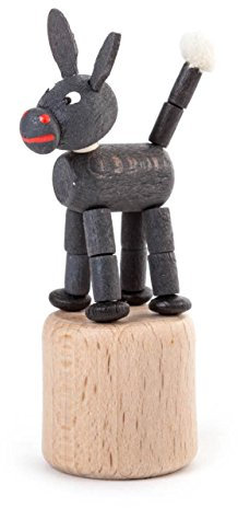 Wackeltier Wackelfigur Esel, Figur aus Holz, natur, 8,5 cm, von DREGENO SEIFFEN – Original erzgebirgische Handarbeit, stimmungsvolle Dekoration