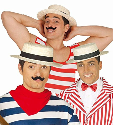 Enter Deal Berlin Strohhut - KREISSÄGE - Strohhut - Weiß - Kostümhut - Kopfbedeckung - Unisex - Karneval-Teilnehmer, Kostümträger - Unisex-Erwachsene