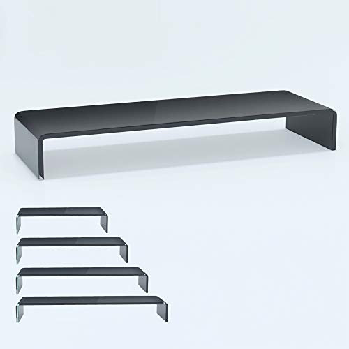 bijon TV Aufsatz Glas Bildschirm-Erhöhung | PC Monitor-Erhöhung, Schreibtisch-Aufsatz für Laptop Erhöhung, Monitor-Erhöhung | (B/T/H) 900x300x130mm - schwarz