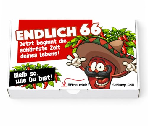 Schlump-Chili⎥Endlich 66 - das witzige scharfe Geburtstagsgeschenk. Eine originelle Geschenkidee zum 66. Geburtstag für Männer und Frauen
